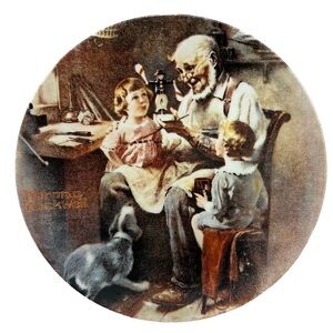 Vintage Norman Rockwell "The Toy Maker" Collectible Plate 1977 Christmas